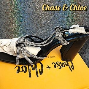 Chase + Chloe Black Silver Rhinestone Heels Black Size 7.5 NWT New in Box